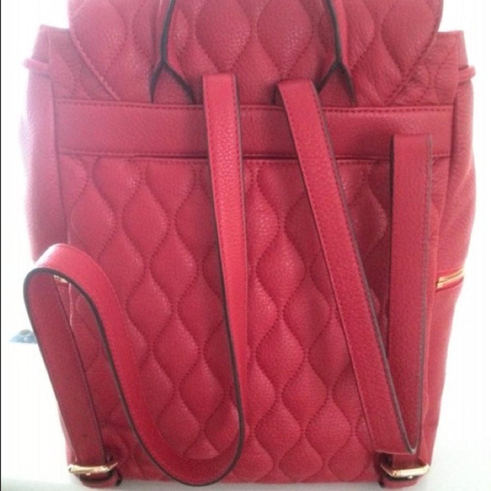 Quilted Amy Red Leather Backpack